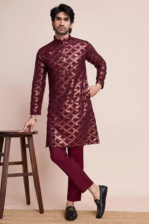 Stylish Maroon Silk Kurta for Special Occasions