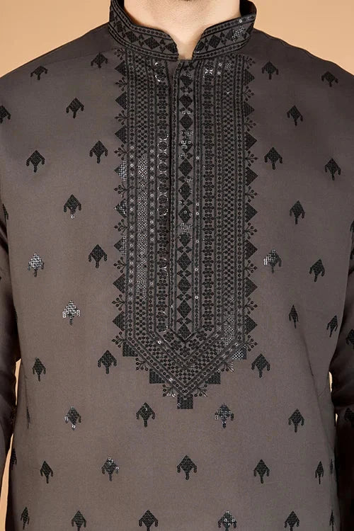 Elegant Brown Viscose Silk Kurta with Sequins