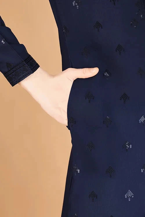 Navy Blue Viscose Silk Kurta Set – Stylish & Comfortable