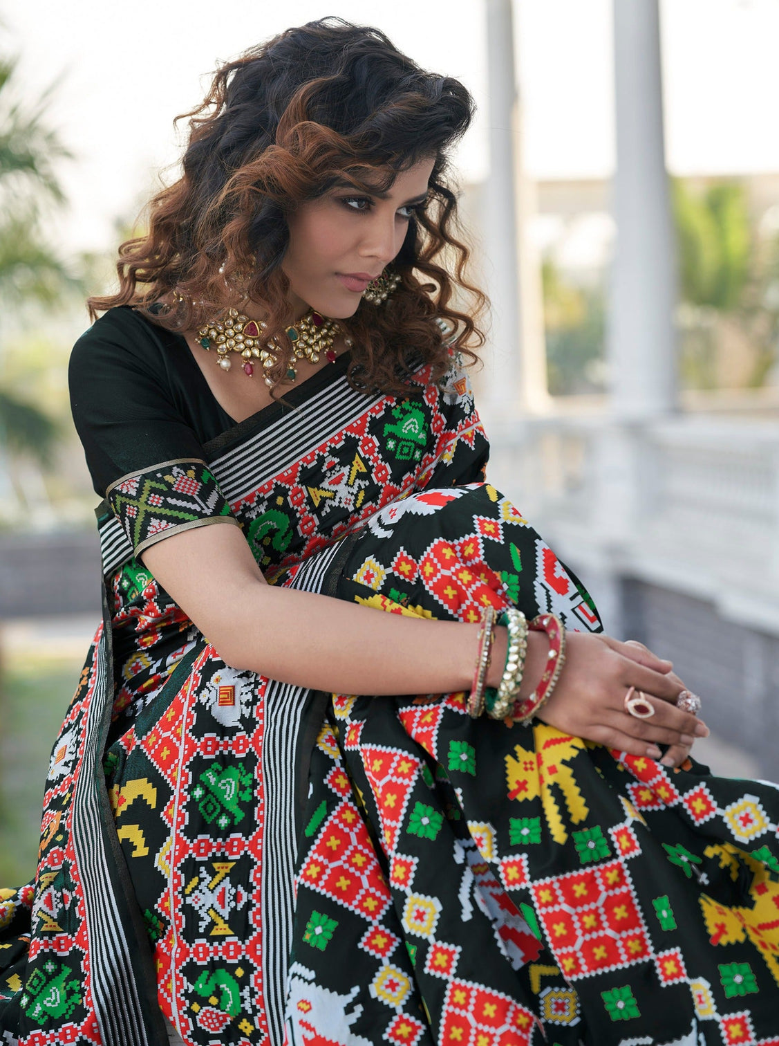 Sumptuous Black Weaving Patola Silk Wedding Wear Saree
