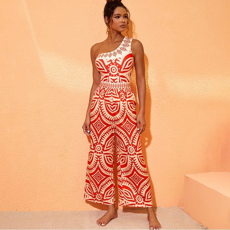 Swimsuit with Tulle Print Printed Pants