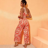 Swimsuit with Tulle Print Printed Pants
