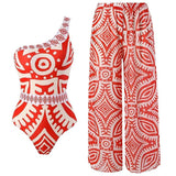Swimsuit with Tulle Print Printed Pants