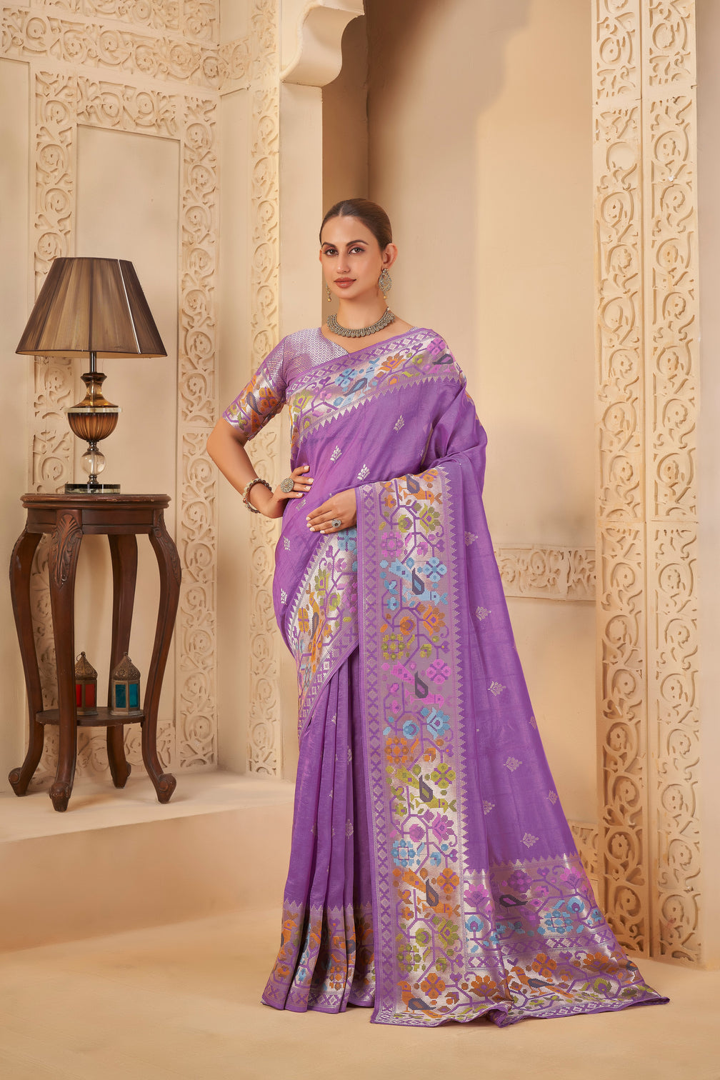 Eternal lavender dreams festive woven masterpiece saree