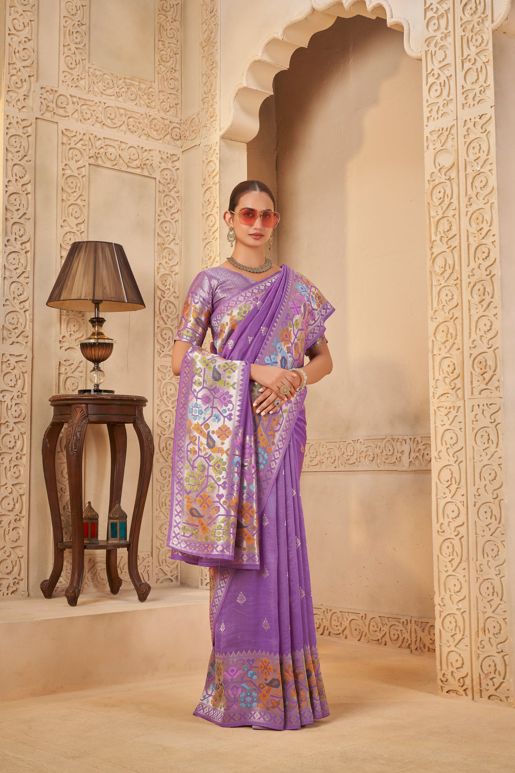 Eternal lavender dreams festive woven masterpiece saree