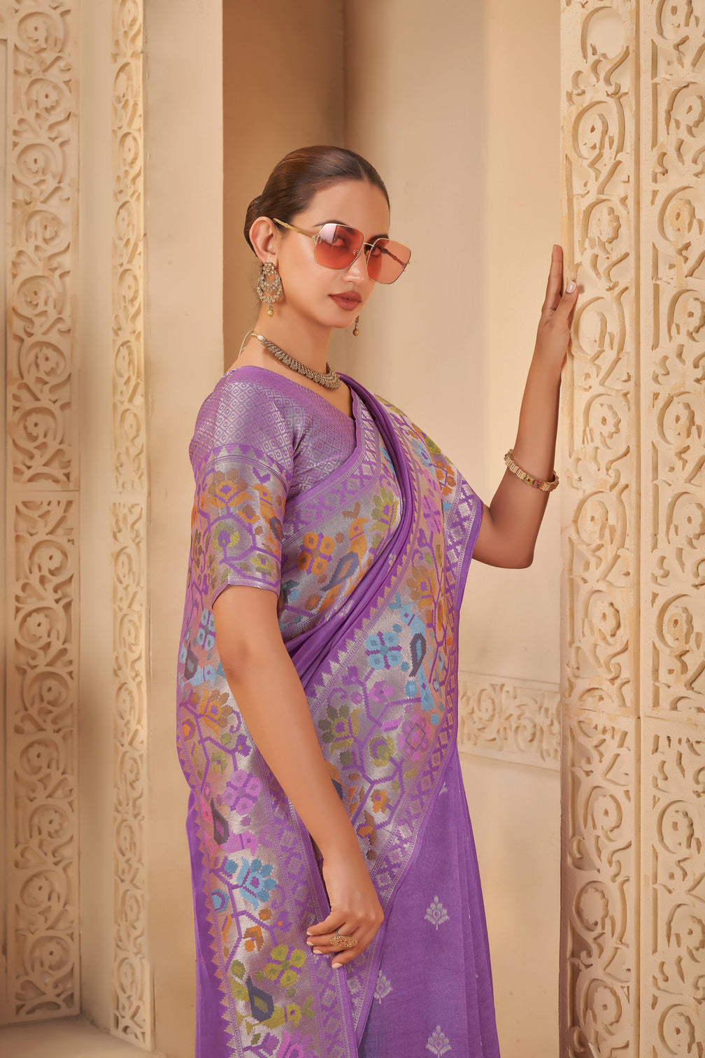 Eternal lavender dreams festive woven masterpiece saree