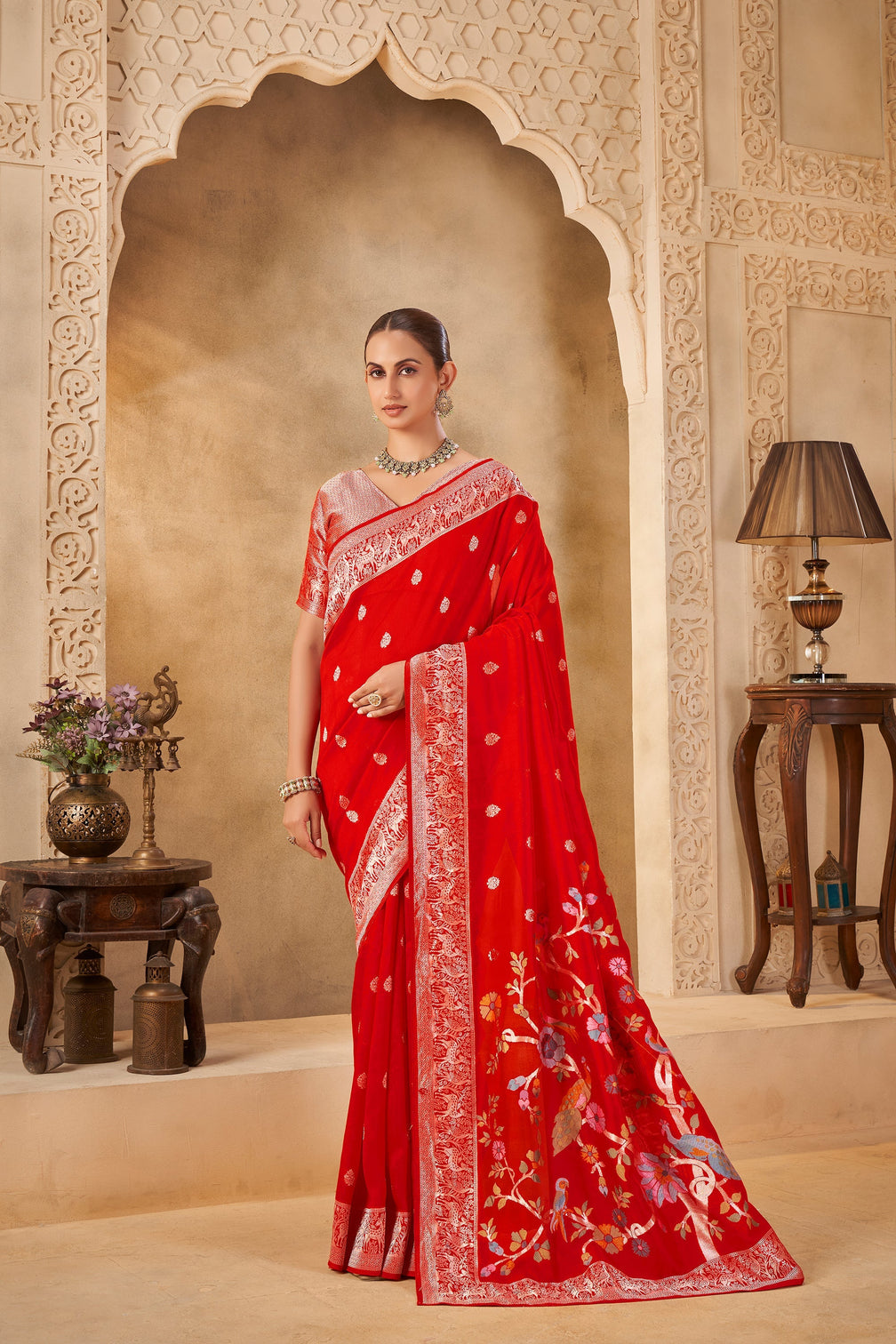 Red wedding saree heritage weaves with elegance
