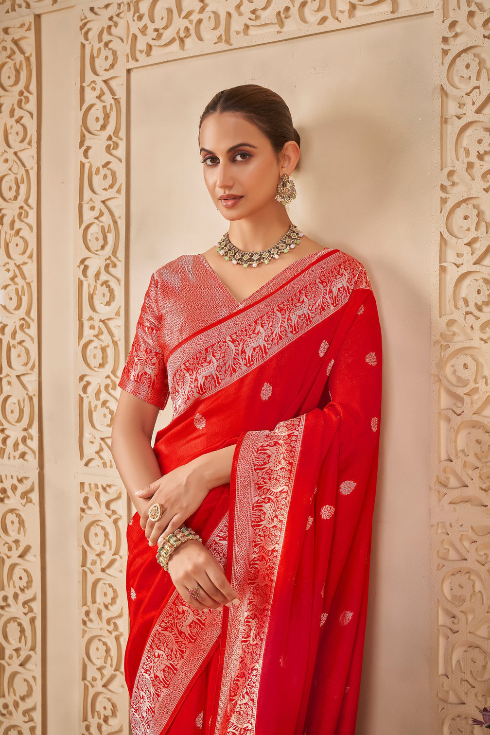 Red wedding saree heritage weaves with elegance