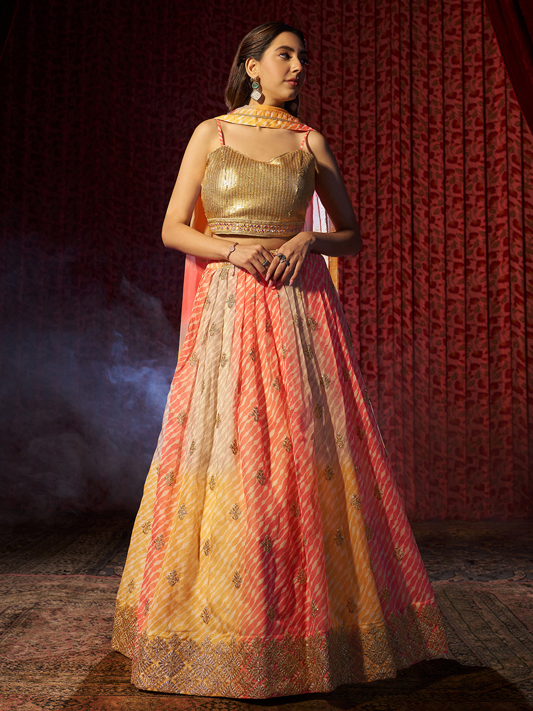 Elegant Multi Printed or Embroidered Organza Lehenga Choli