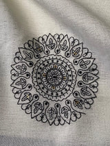 Most Flattering Off White Embroidery Work Crush Silk Saree With Moiety Blouse Piece