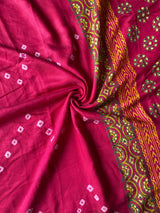 Allure Dark Pink Soft Chanderi Silk Badhani Printed Saree With Exceptional Blouse Piece
