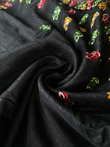 Ravishing Black Embroidery Work Tussar Silk Saree With Surreptitious Blouse Piece