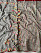 Aplomb Grey Embroidery Work Tussar Silk Saree With Ornate Blouse Piece