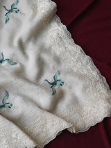 Precious Off White Embroidery Work Crush Silk Saree With Charming Blouse Piece