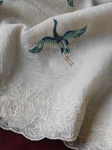 Precious Off White Embroidery Work Crush Silk Saree With Charming Blouse Piece