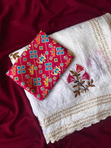 Sumptuous Off White Sequins Work Crush Silk Saree With Staggering Blouse Piece