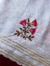 Sumptuous Off White Sequins Work Crush Silk Saree With Staggering Blouse Piece