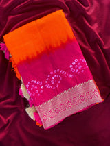 Fairytale Orange Pure Viscose Dola Silk Printed Bandhani Saree With Enigmatic Blouse Piece