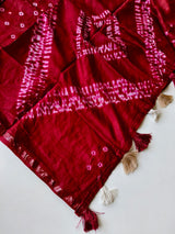 Glorious Dark Pink Cotton Silk Bandhani Printed Saree With Splendorous Blouse Piece
