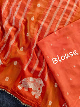 Sizzling Orange Banarasi Georgette Silk Saree With Jubilant Blouse Piece