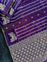 Dissemble Purple Banarasi Georgette Silk Saree With Magnetic Blouse Piece