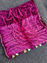 Smashing Magenta Cotton Silk Bandhani Printed Saree With Staggering Blouse Piece