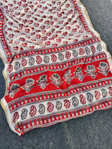 Engaging Off White Printed Cotton Silk Saree With Trendy Blouse Piece