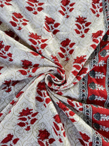 Engaging Off White Printed Cotton Silk Saree With Trendy Blouse Piece
