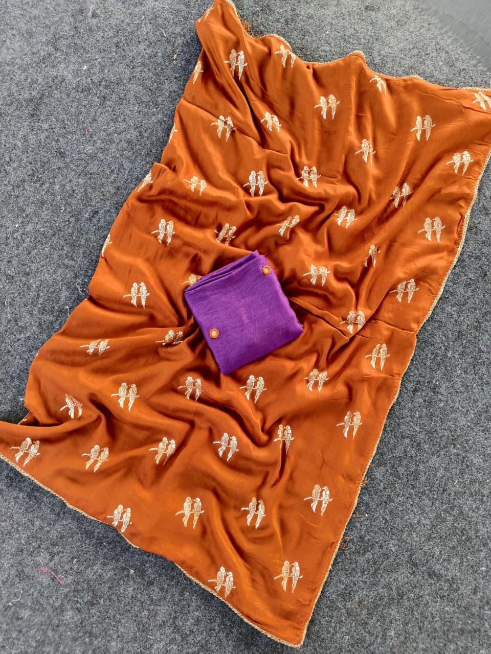 Adorning Orange Banarasi Georgette Silk Saree With Enamoring Blouse Piece