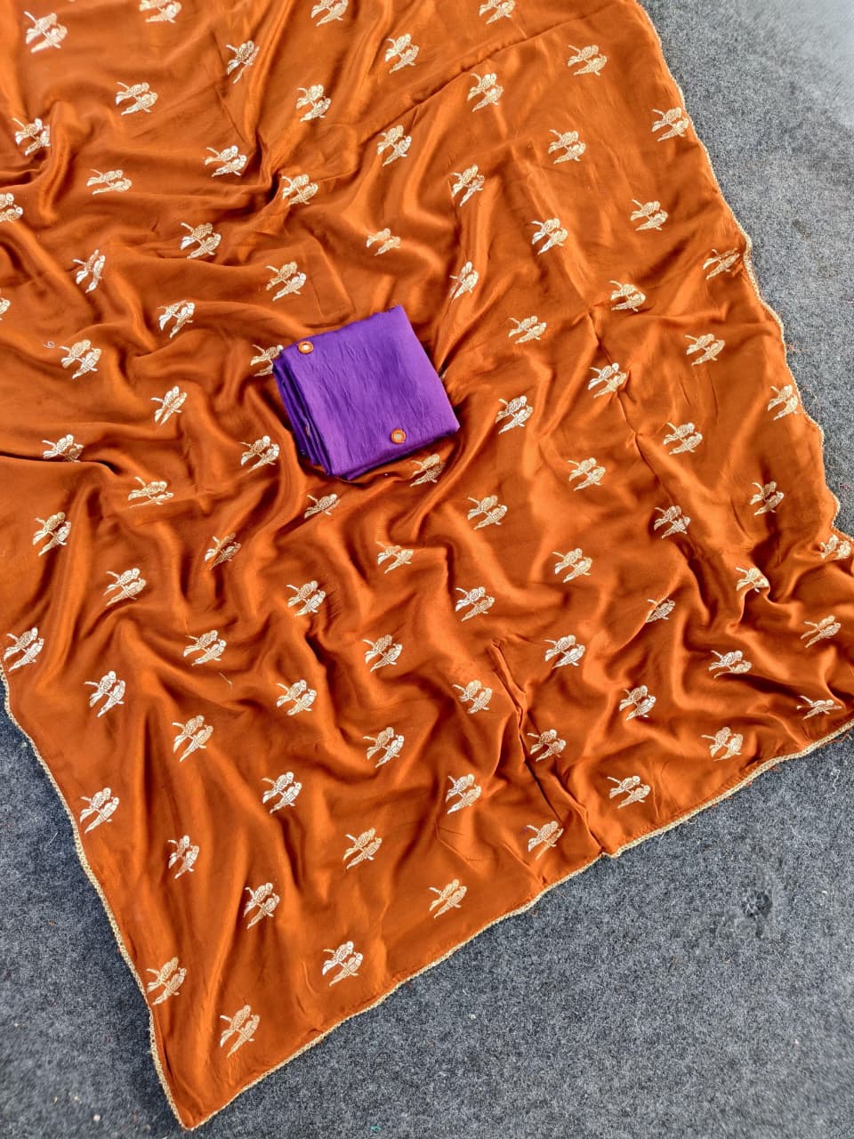 Adorning Orange Banarasi Georgette Silk Saree With Enamoring Blouse Piece