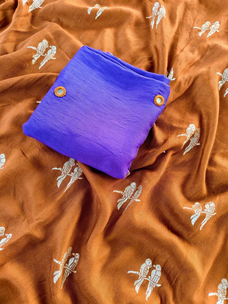 Adorning Orange Banarasi Georgette Silk Saree With Enamoring Blouse Piece
