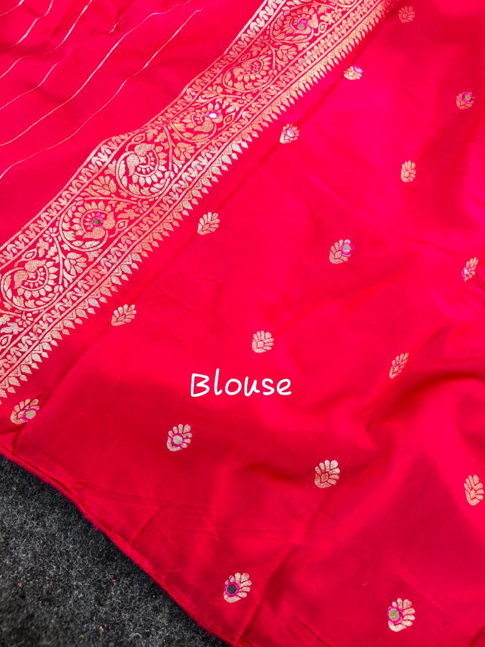 Profuse Dark Pink Embroidery Work Dola Silk Saree With Transcendent Blouse Piece