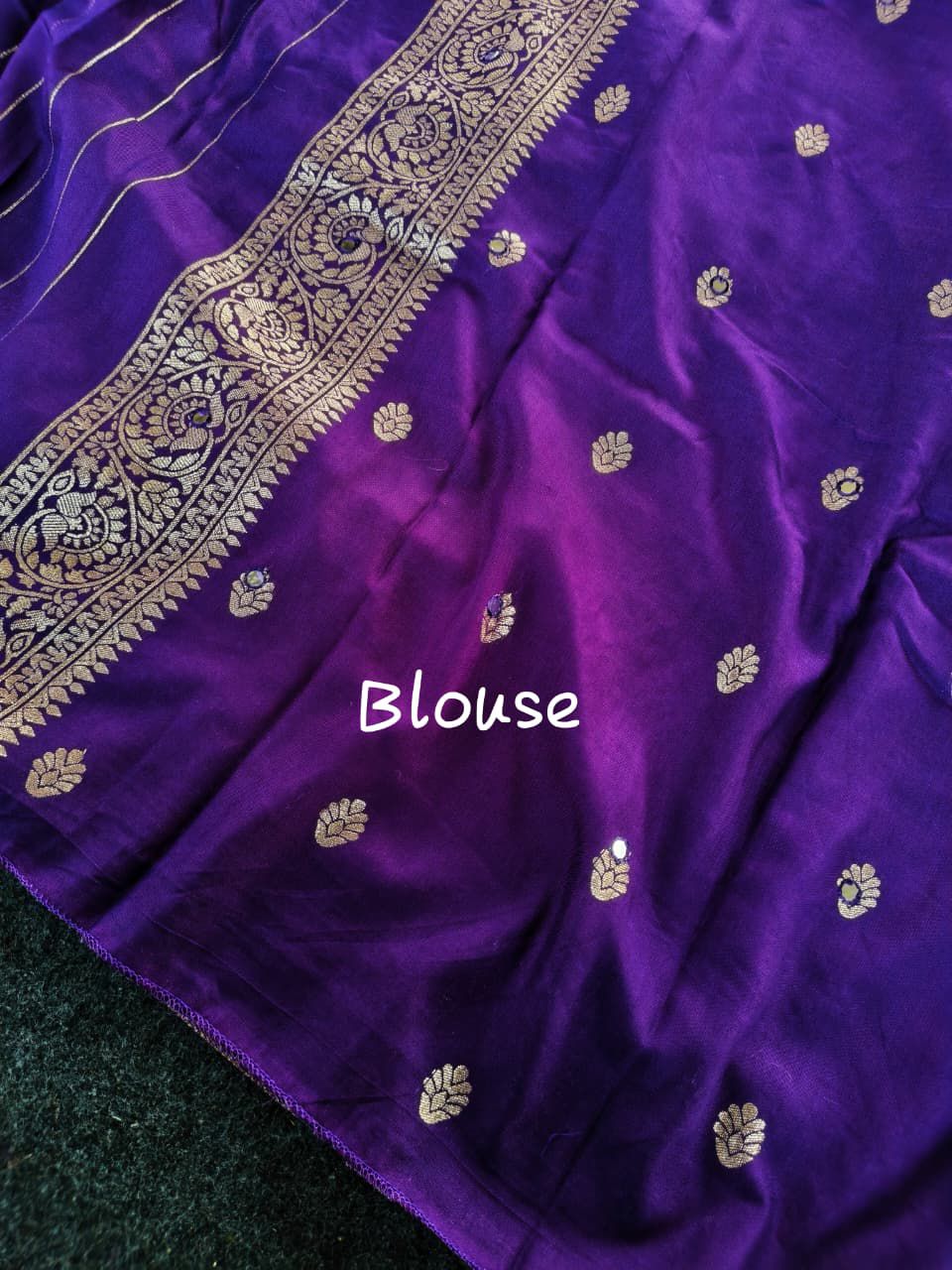 Intricate Purple Embroidery Work Dola Silk Saree With Fairytale Blouse Piece