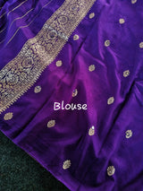Intricate Purple Embroidery Work Dola Silk Saree With Fairytale Blouse Piece