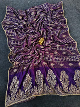 Conflate Purple Banarasi Dola Silk Saree With Energetic Blouse Piece