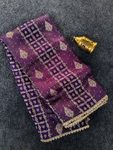 Conflate Purple Banarasi Dola Silk Saree With Energetic Blouse Piece