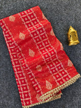 Brood Red Banarasi Dola Silk Saree With Adorable Blouse Piece