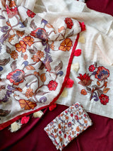 Outstanding Beige kalamkari Printed Crepe Silk Saree With Devastating Blouse Piece