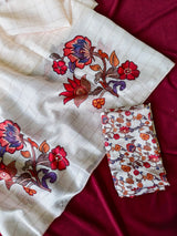 Outstanding Beige kalamkari Printed Crepe Silk Saree With Devastating Blouse Piece