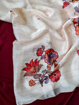 Outstanding Beige kalamkari Printed Crepe Silk Saree With Devastating Blouse Piece