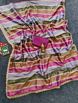 Verdant Multicolor Embroidery Work Soft Silk Saree With Twirling Blouse Piece