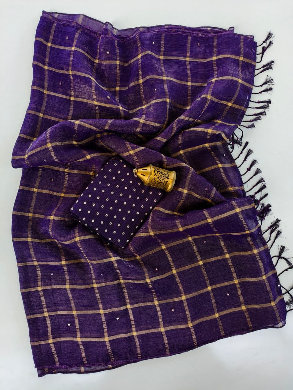 Ideal Purple Mirror Work Chiffon Silk Saree With Resplendent Blouse Piece