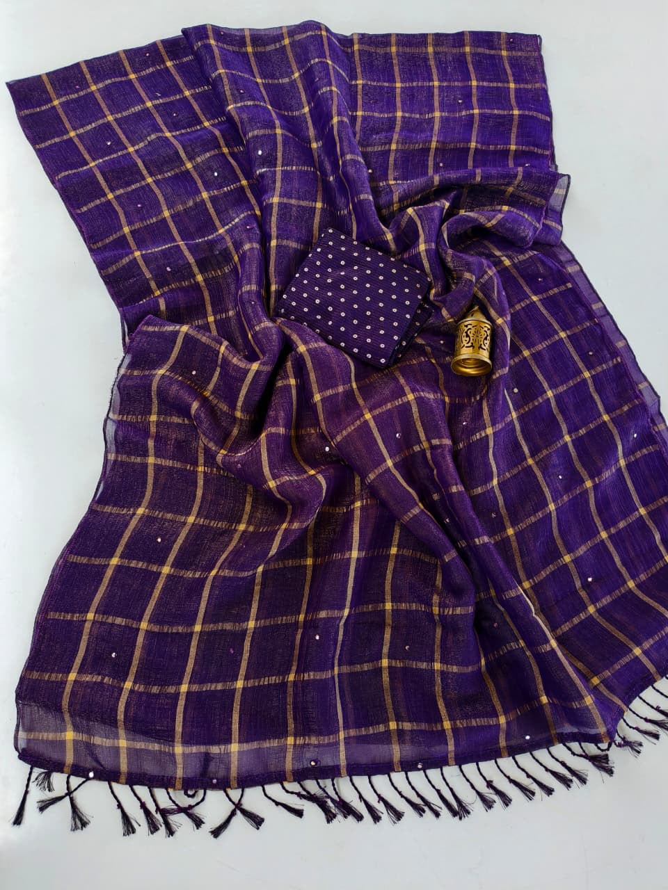 Ideal Purple Mirror Work Chiffon Silk Saree With Resplendent Blouse Piece
