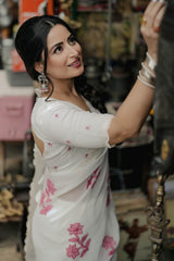 Aishwarya Sharma Off White Crush Silk Saree