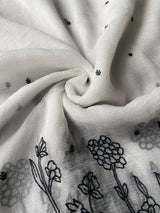 Magnificat Off White Embroidery Work Crush Silk Saree With Gossamer Blouse Piece