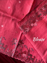 Nemesis Pink Embroidery Work Tussar Silk Saree With Desuetude Blouse Piece