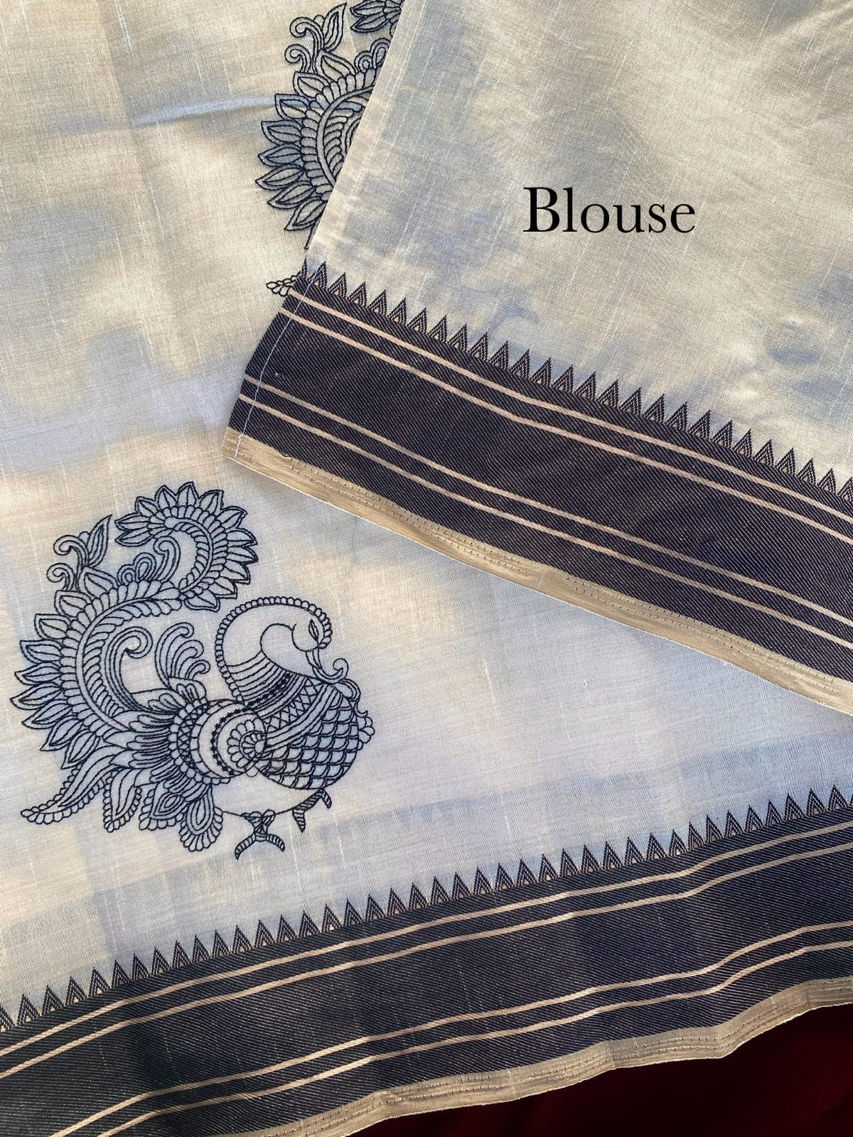 Surreptitious Off White Embroidery Work Tussar Silk Saree With Comely Blouse Piece