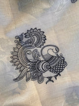 Surreptitious Off White Embroidery Work Tussar Silk Saree With Comely Blouse Piece