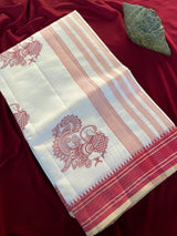 Flamboyant Off White Embroidery Work Tussar Silk Saree With Seraphic Blouse Piece