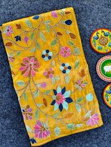 Eclat Yellow Embroidery Work Tissue Silk Saree With Beautiful Blouse Piece